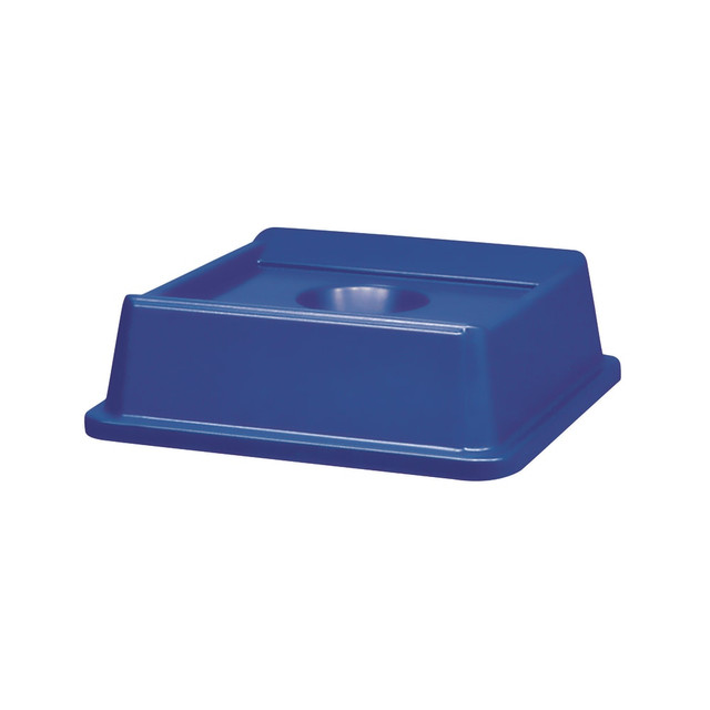 RUBBERMAID 2791-BLU  Untouchable Square Plastic Bottle And Can Recycling Top, 20 1/8in x 20 1/8in x 6 1/4in, Blue