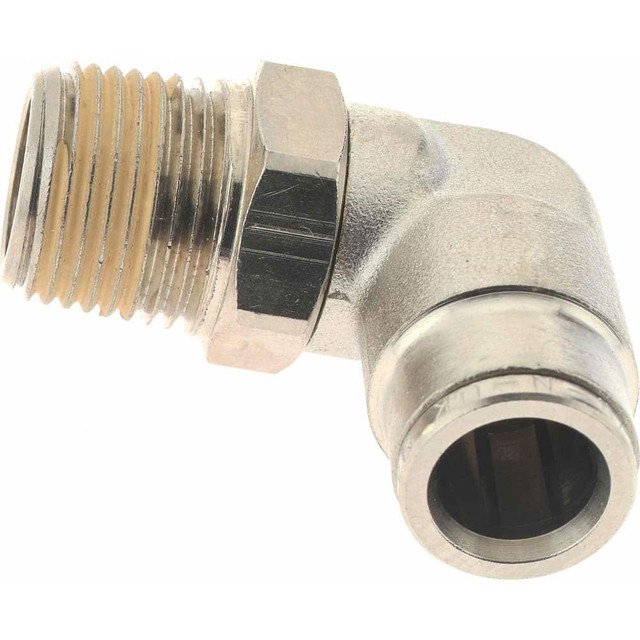 Norgren 124470638 Push-To-Connect Tube to Male & Tube to Male NPT Tube Fitting: Pneufit Swivel Male Elbow, 3/8" Thread, 3/8" OD
