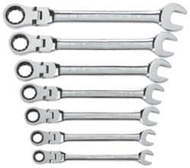 GEARWRENCH 9700 Ratcheting Combination Wrench Set: 7 Pc, 1/2" 11/16" 3/4" 3/8" 5/8" 7/16" & 9/16" Wrench, Inch