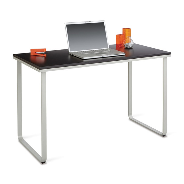 SAFCO PRODUCTS CO 1943BLSL Safco Steel Workstation - Rectangle Top - U-shaped Base - 2 Legs - 150 lb Capacity - 47.25in Table Top Width x 24in Table Top Depth x 0.75in Table Top Thickness - Assembly Required - Black, Silver - Steel, Fiberboard, Wood 