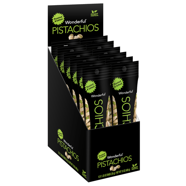 WONDERFUL PISTACHIOS & ALMONDS LLC PAR91345 Wonderful Pistachios, Roasted Salted, 1.25 oz WONDERFUL PISTACHIOS & ALMONDS LLC PAR91345 Wonderful Pistachios, Roasted Salted, 1.25 oz