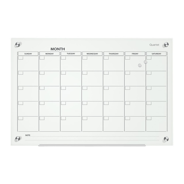 ACCO BRANDS USA, LLC GC2418F Quartet Infinity Unframed Magnetic Glass Calendar Whiteboard, 18in x 24in, White