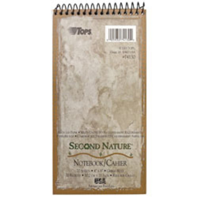 TOPS BUSINESS FORMS 74130 TOPS Second Nature 100% Recycled Reporters Notebook, 4in x 8in, 1 Subject, Gregg Ruled, 70 Sheets, White