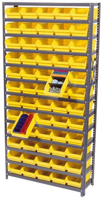 Quantum Storage 1875-103RD Floor Pick Rack: Double-Sided Mobile Pick Rack Unit with Shelf Bins, 4,200 lb Capacity, 18" OAD, 75" OAH, 36" OAW