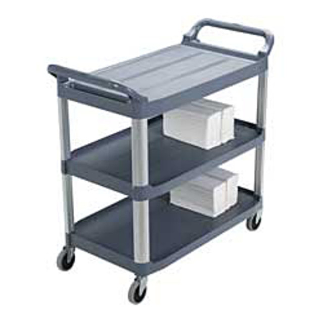 RUBBERMAID FG409100OWHT  Xtra Utility Cart, 37 4/5inH x 40 3/5inW x 20inD, Black