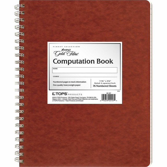 TOPS BUSINESS FORMS 22157 Ampad Retro Computation Notebook, 9 1/4in x 11 3/4in, 75 Sheets, Red