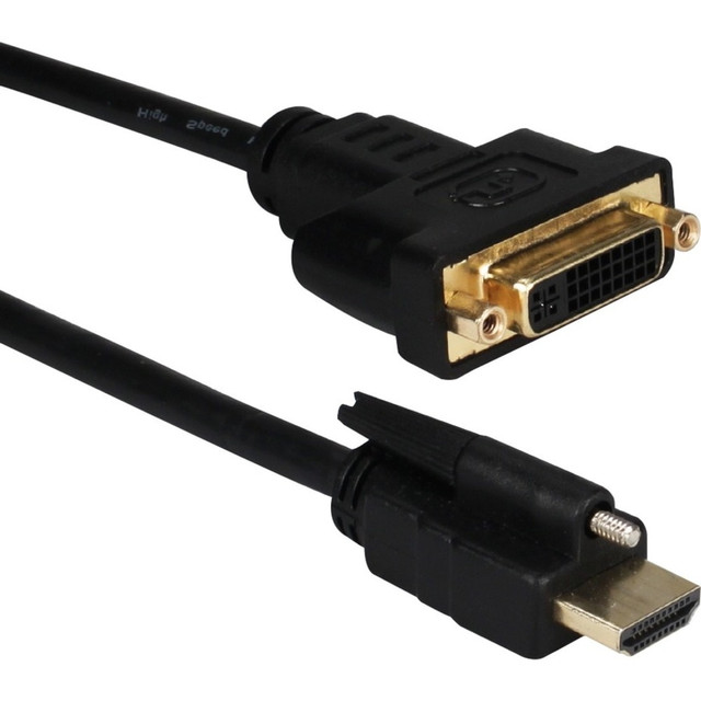 QVS, INC. HDVISX-1M QVS 1-Meter DVI Female to Locking HDMI Male Adaptor - 3.28 ft - First End: 1 x 19-pin HDMI Digital Audio/Video - Male - Second End: 1 x 29-pin DVI Digital Video - Female - Gold-flash Plated Contact - Black QVS, INC. HDVISX-1M QVS 1-Meter DVI Female to Locking HDMI Male Adaptor - 3.28 ft - First End: 1 x 19-pin HDMI Digital Audio/Video - Male - Second End: 1 x 29-pin DVI Digital Video - Female - Gold-flash Plated Contact - Black