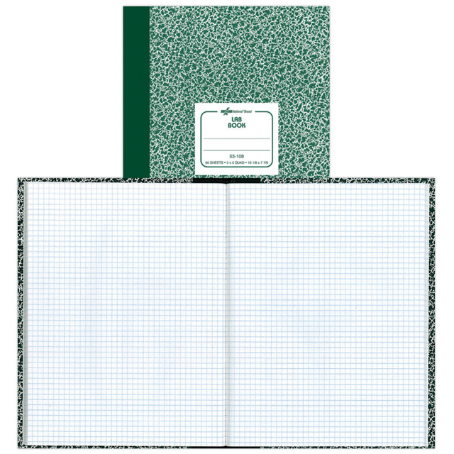 This black graphite hard cover quadrille laboratory notebook with green agate printing features Avery graph paper. These quadrille-ruled sheets include 60 sheets for graphing.  Includes 120 pages of white paper with 5in x 5in quad rulings.  Contains Recycled Content - See Specs for Details.