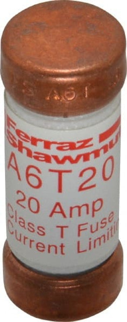 Ferraz Shawmut A6T20 Cylindrical Fast-Acting Fuse: T, 20 A, 14.5 mm Dia