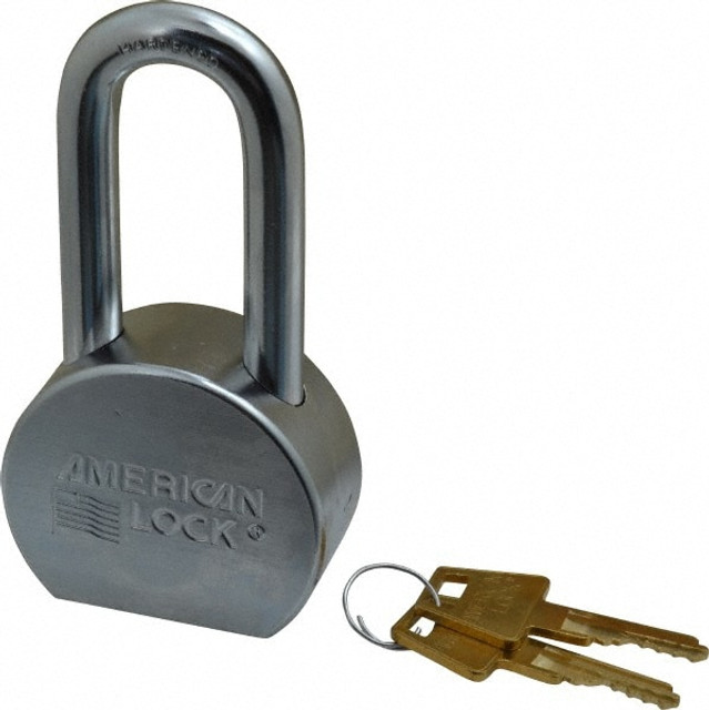 American Lock A701KA-38766 Padlock: Steel, Keyed Alike, 2-1/2" Wide, Satin Chrome & Triple-Plated