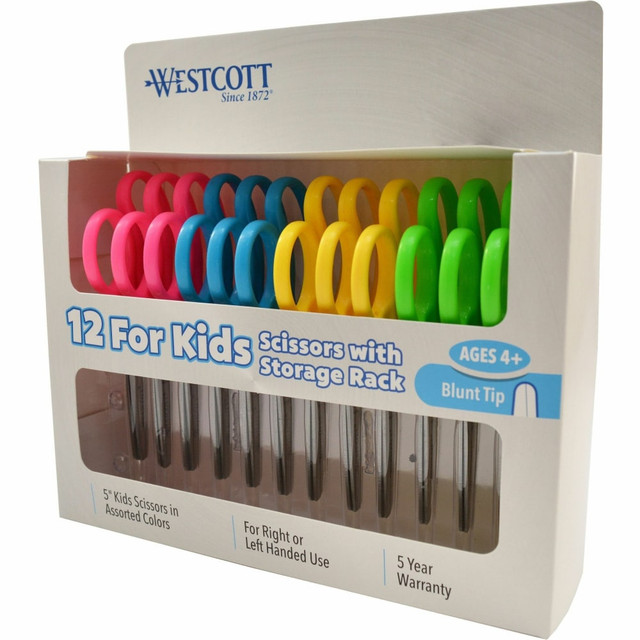 ACME UNITED CORPORATION 13140 Westcott 5in Kids Blunt Tip Scissors - 1.75in Cutting Length - 5in Overall Length - Straight-left/right - Stainless Steel - Blunted Tip - Assorted - 12 / Pack ACME UNITED CORPORATION 13140 Westcott 5in Kids Blunt Tip Scissors - 1.75in Cutting Length - 5in Overall Length - Straight-left/right - Stainless Steel - Blunted Tip - Assorted - 12 / Pack