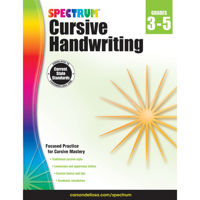 Practice handwriting at home and master elegant penmanship  Includes basic lessons and important tips for mastering cursive script.  Helps students build a strong academic vocabulary, even outside the classroom.  Provides plenty of exercises on both uppercase and lowercase cursive letters.