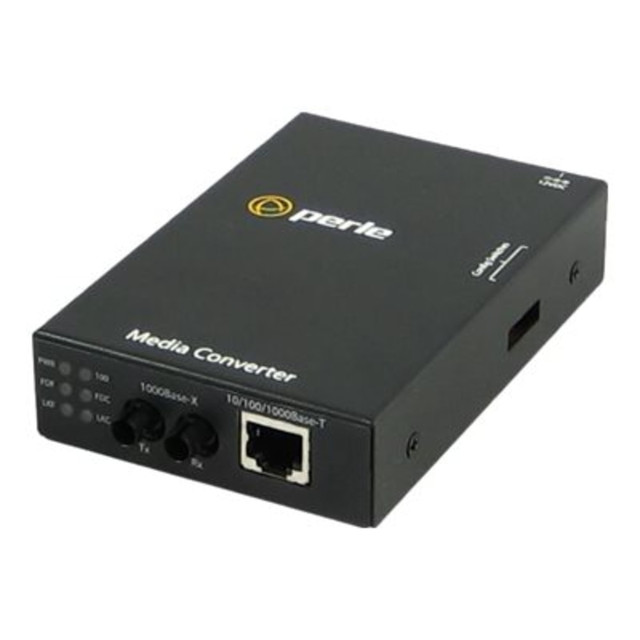 PERLE SYSTEMS Perle 05050724  S-1110-S2ST10 - Fiber media converter - GigE - 10Base-T, 1000Base-LX, 1000Base-LH, 100Base-TX, 1000Base-T - RJ-45 / ST single-mode - up to 6.2 miles - 1310 nm