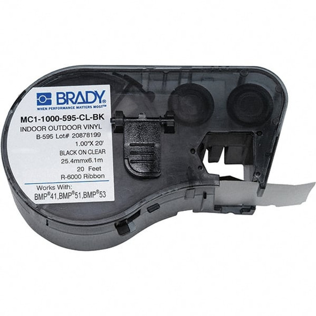 Brady 131597 Label Maker Label: Black & Clear, Vinyl, 1 Roll