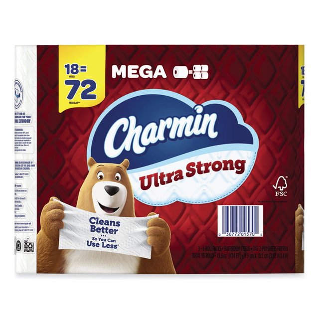 PROCTER & GAMBLE Charmin® 08823 Ultra Strong Bathroom Tissue, Septic Safe, 2-Ply, White, 242 Sheet/Roll, 18/Pack