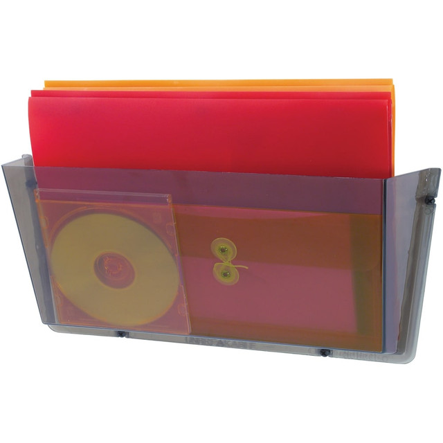 DEFLECT-O CORPORATION 64302 Deflecto Unbreakable Plastic Wall Pockets - 1 Compartment(s) - 6.5in Height x 17.5in Width x 3in Depth - Wall Mountable - Smoke - Plastic - 1Each