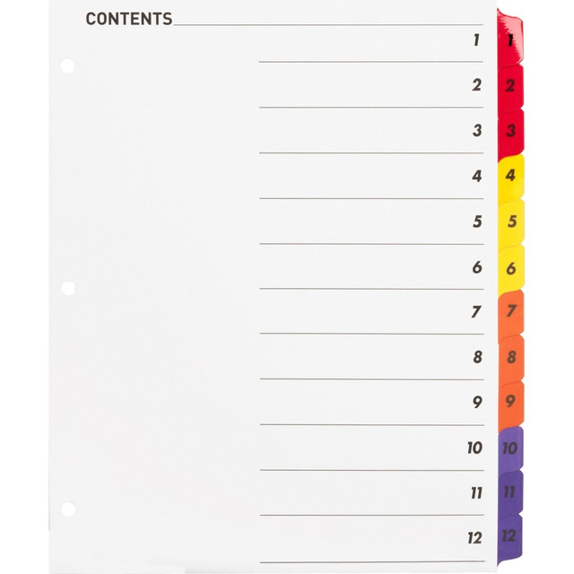 SP RICHARDS 21903 Sparco Quick Index Dividers With Table Of Contents Page, 1-12