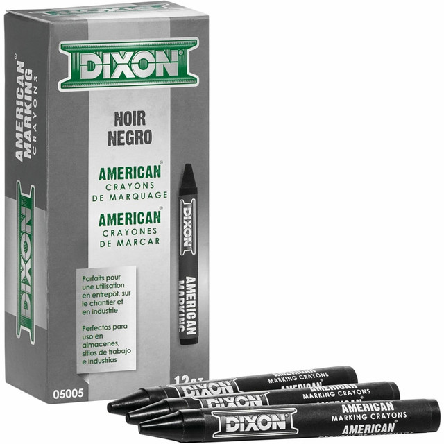 DIXON TICONDEROGA COMPANY 05005 Dixon Long-Lasting Marking Crayons, 5in, Black, Pack of 12