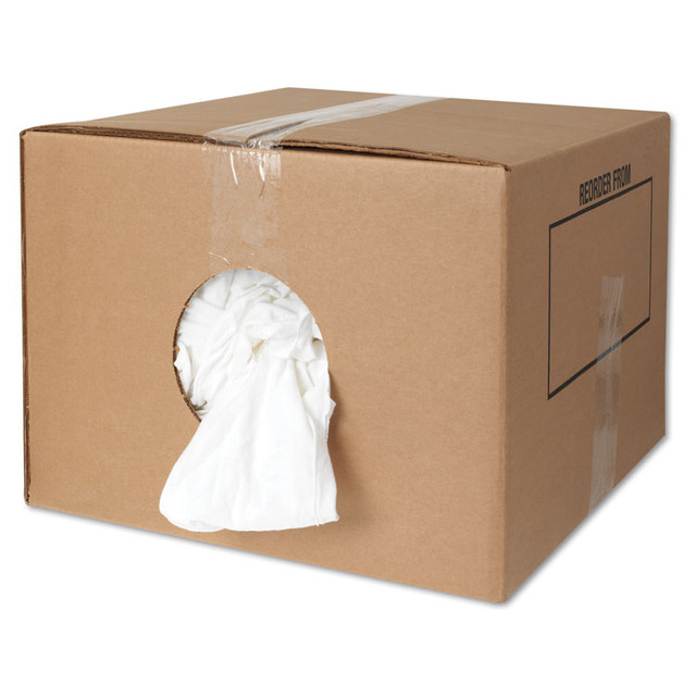 HOSPECO 455-25 New Bleached White T-Shirt Rags, 25 Pounds/Bag