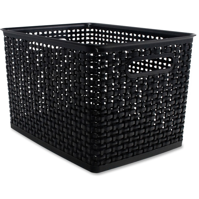 ADVANTUS CORP. 40328 Advantus Plastic Weave Bin - Square - 13.5in Height x 10.5in Width x 8.8in Depth - Plastic - Black - 2 Each