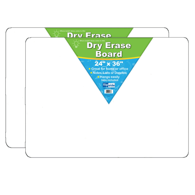 Flipside FLP10088-2 Non-Magnetic Unframed Dry-Erase Whiteboards, 24in x 36in, White, Pack Of 2 Flipside FLP10088-2 Non-Magnetic Unframed Dry-Erase Whiteboards, 24in x 36in, White, Pack Of 2