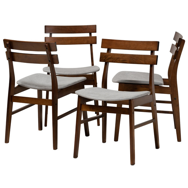 WHOLESALE INTERIORS, INC. Baxton Studio 2721-10816  Devlin Dining Chairs, Light Gray/Walnut, Set Of 4 Chairs