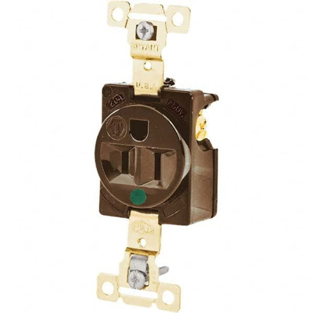 Bryant Electric 8210 Straight Blade Single Receptacle: NEMA 5-15R, 15 Amps, Grounded