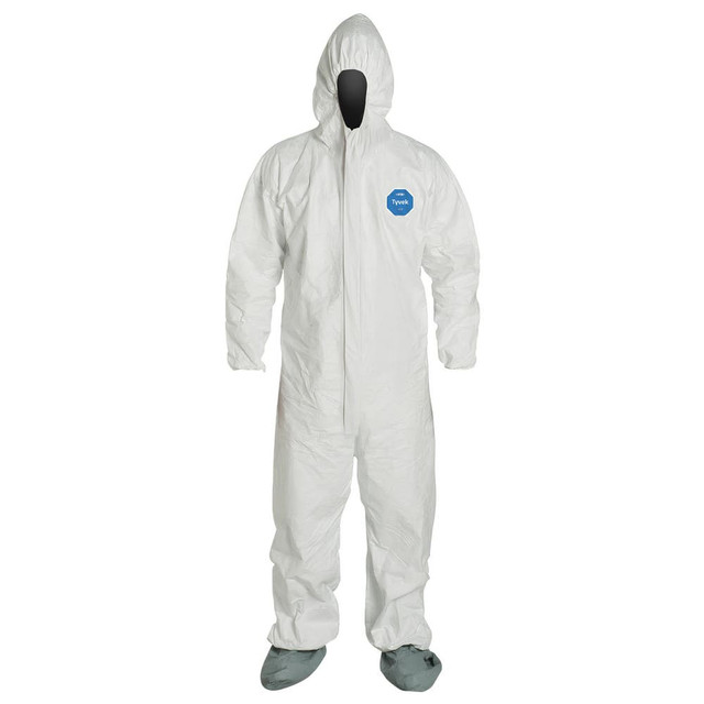 Dupont TY122SWH3X00250 Disposable Coveralls: Size 3X-Large, 1.2 oz, Film Laminate, Zipper Closure