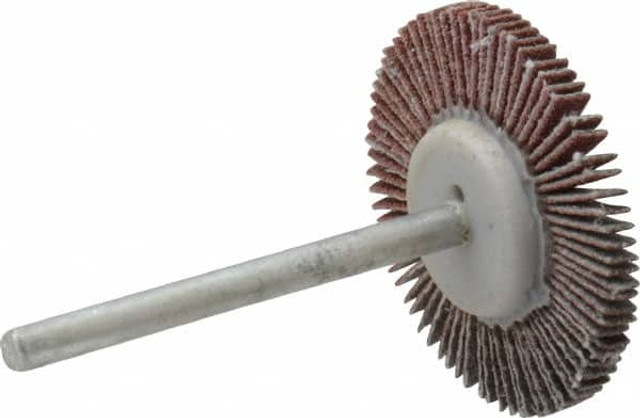 Value Collection 112269 Mounted Flap Wheel: 1-3/16" Dia, 1/8" Face Width, 180 Grit, Aluminum Oxide