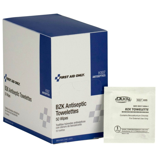 FIRST AID ONLY, INC. H307 First Aid Only Antiseptic Cleansing Wipes, Box Of 50 FIRST AID ONLY, INC. H307 First Aid Only Antiseptic Cleansing Wipes, Box Of 50