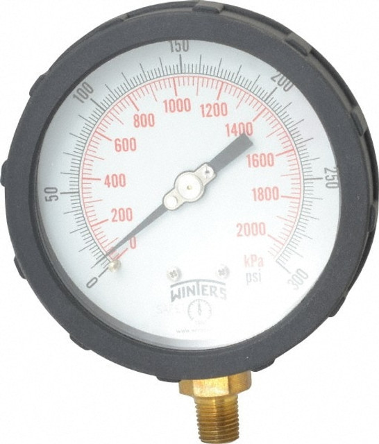 Winters PCC607C3Y4SGC Pressure Gauge: 4" Dial, 1/4" Thread, Lower Mount