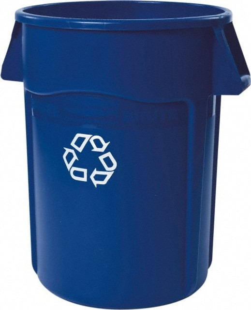 Rubbermaid FG264307BLUE Recycling Container: 44 gal, Round, Blue