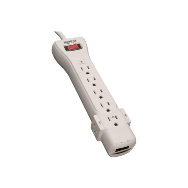 TRIPP LITE SUPER6TEL  Surge Protector Power Strip 120V 7 Outlet RJ11 6ft Cord 1080 Joules - Surge protector - 15 A - AC 120 V - output connectors: 7 - attractive gray