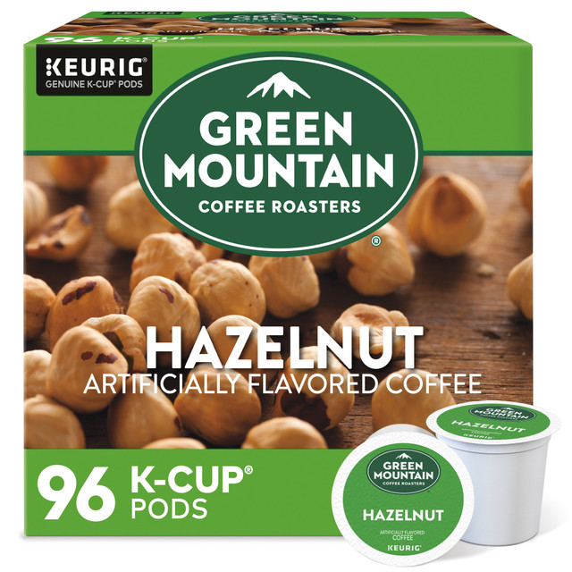 With the buttery and sweet flavor of Green Mountain Coffee hazelnut coffee K-Cup Pods, you can be sure your days starting smooth. The rich, warm flavor of roasted hazelnuts makes Green Mountain hazelnut K-Cup Pods an enjoyable brew.  Each K-Cup Pod has a built-in coffee filter - no measuring and no mess.  K-Cup Pods are designed for single-cup brewing systems.  Case contains 4 boxes with 24 pods per box.  Green Mountain Coffee is not affiliated with Keurig or K-Cup. K-Cup is a registered trademark of Keurig Incorporated.