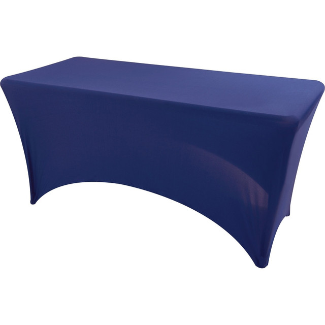 Create an instant professional presentation or elegant decor for any special event with this innovative, stretchable table cover. Sewn-in pockets secure cover to the table legs so every part of the table is covered and ready for a uniform display.  Made of 90% polyester and 10% spandex, the cover stretches to fix snugly on 8ft folding tables.  Cover is machine washable and iron safe.