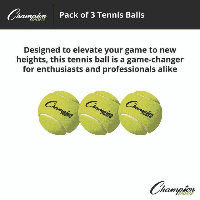 CHAMPION SPORT Sports TB3 Tennis Balls, 2.5" Diameter, Yellow, 3/Pack