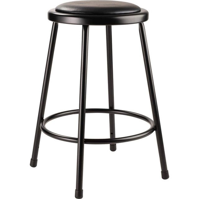 National Public Seating 6424-10 Stationary Stools; Product Type: Fixed Height Stool ; Base Type: Steel ; Overall Width: 15in ; Overall Depth: 15in ; Seat Shape: Round ; Seat Color: Black