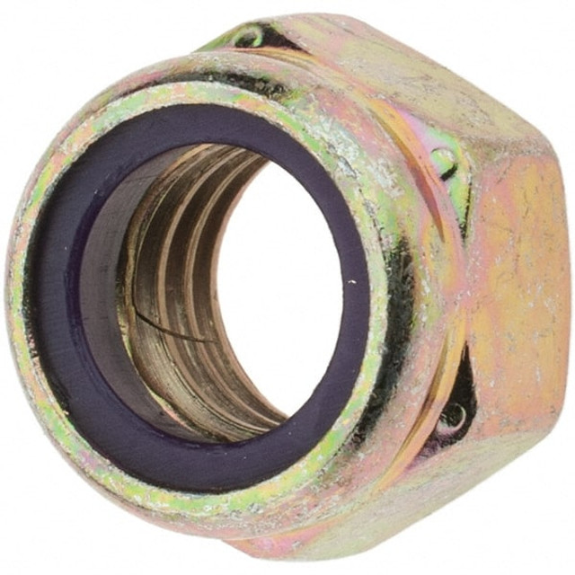 Value Collection MP39654 Hex Lock Nut: Insert, Nylon Insert, 7/16-14, Grade 8 Steel, Zinc Yellow Dichromate Finish