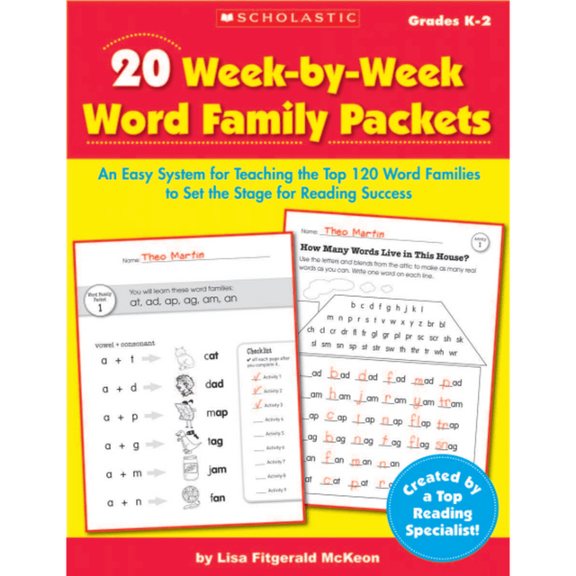 SCHOLASTIC INC Scholastic 9780439929233  20 Week-By-Week Word Family Packets