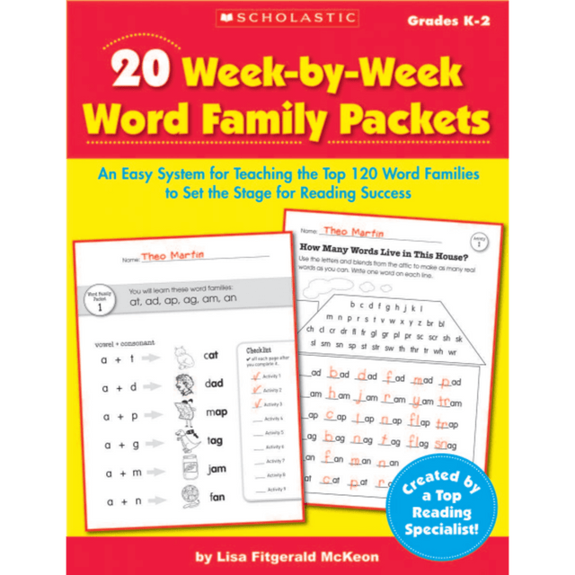 SCHOLASTIC INC 9780439929233 Scholastic 20 Week-By-Week Word Family Packets