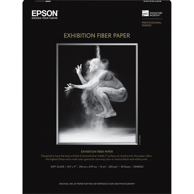 EPSON AMERICA INC. Epson S045033  Professional Photo Paper, Letter Size (8 1/2in x 11in), 325 g/m2, Glossy, Ream Of 25 Sheets