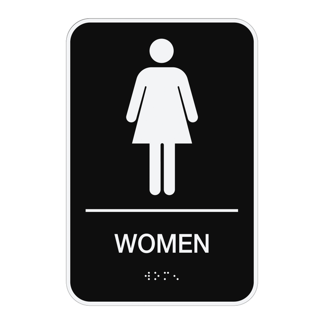 CONSOLIDATED STAMP MFG CO 098095 Cosco ADA Men/Women Combo Pack Restroom Signs, 6in x 9in, Pack Of 2