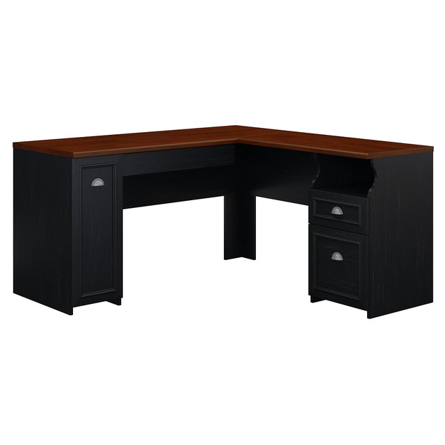 BUSH INDUSTRIES INC. WC53930-03K Bush Business Furniture Fairview 60inW L-Shaped Corner Desk, Antique Black/Hansen Cherry, Standard Delivery BUSH INDUSTRIES INC. WC53930-03K Bush Business Furniture Fairview 60inW L-Shaped Corner Desk, Antique Black/Hansen Cherry, Standard Delivery
