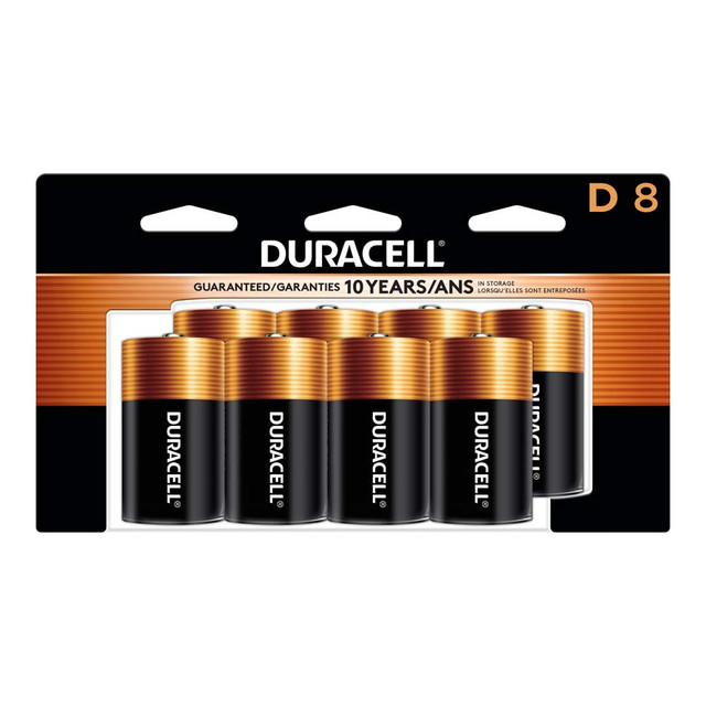 THE DURACELL COMPANY MN13R8DW Duracell Coppertop D Alkaline Batteries, Pack Of 8, 3 Hang Hole Packaging