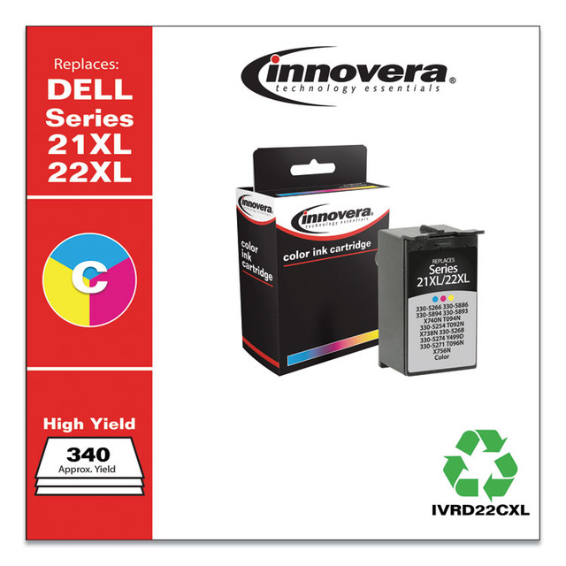 INNOVERA D22CXL Remanufactured Tri-Color High-Yield Ink, Replacement for 21XL/22XL (330-5266), 340 Page-Yield