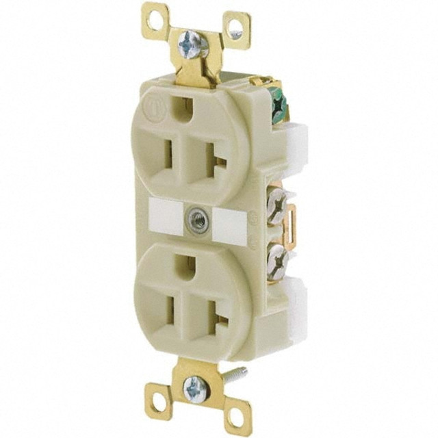 Bryant Electric BRY5362I Straight Blade Duplex Receptacle: NEMA 5-20R, 20 Amps, Grounded