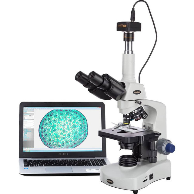 AmScope T340B-LED-5M Microscopes; Microscope Type: Compound ; Eyepiece Type: Trinocular ; Image Direction: Upright ; Eyepiece Magnification: 10x