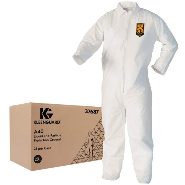 KleenGuard 37687 Disposable Coveralls: Size 2X-Large, Film Laminate, Zipper Closure