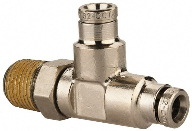 Norgren 124680218 Push-To-Connect Tube to Male & Tube to Male NPT Tube Fitting: Pneufit Swivel Male Side Tee, 1/8" Thread, 5/32" OD