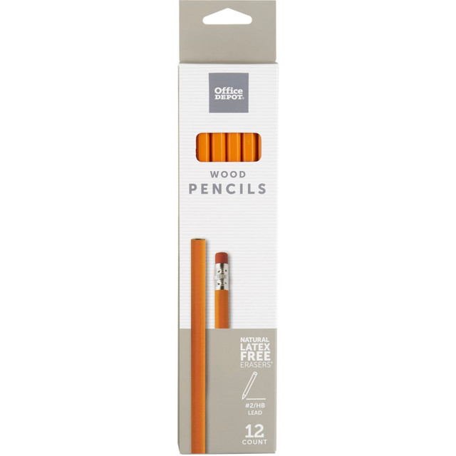 OFFICE DEPOT 2016-07  Brand Wood Pencils, #2 Lead, Medium, Pack of 12